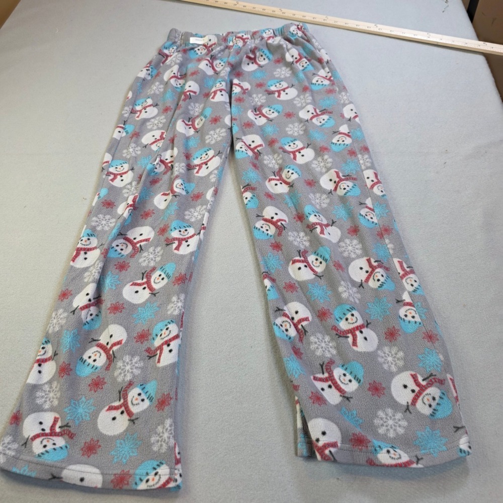 Xhilaration Snowman Fleece Pajama Pants Grey Blue Holiday Christmas Lounge Med